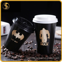 Unique Style Black Coffee Paper Cup Creative Design with Lid